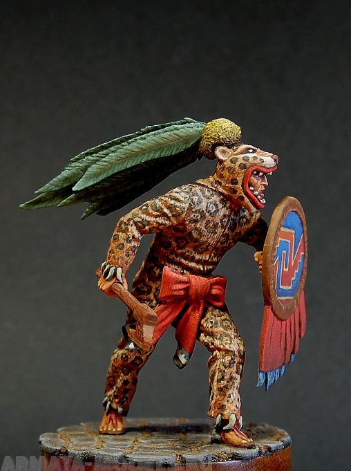 CHM-54059(M). Ацтекский воин - Ягуар, XIV-XVI века. 54 мм. Материал – белый металл. Chronos Miniatures
