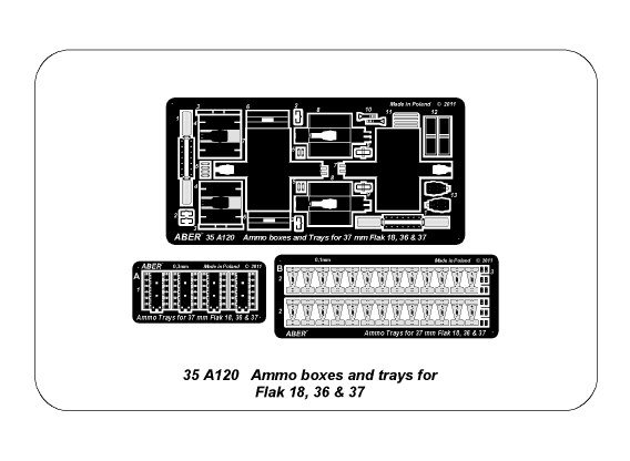 ABR-35-A120  Дополнения для  Ammo boxes and trays for Flak 18; 36 & 37 для любых моделей 1/35
