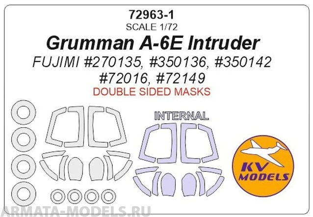 72963-1KV Grumman A-6E Intruder (FUJIMI #270135, #350136, #350142, #72016, #72149) - двусторонние маски + маски на диски и колеса
