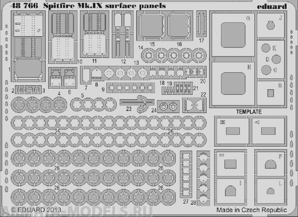 48766ED  Spitfire Mk.IX surface panels (for Eduard kit) 1/48