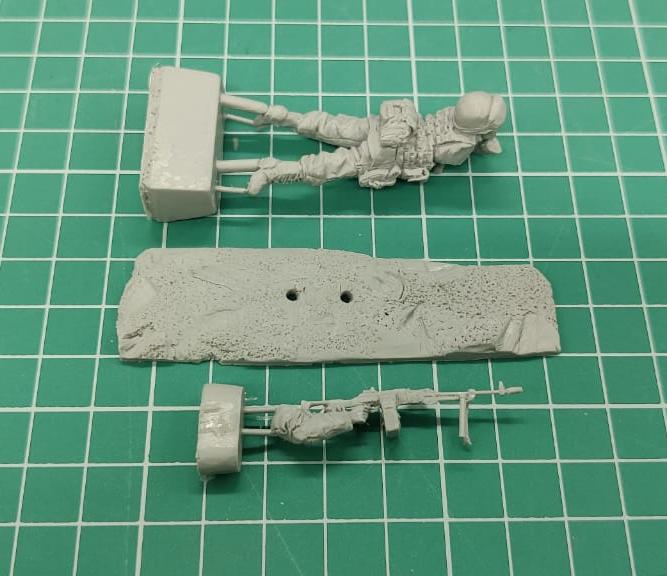 5076ТБ ВИМ, лежащий морпех стреляет из ПК, 1/35 Три Богатыря