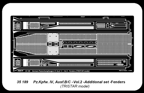 ABR-35 189  Дополнения для  Pz.Kpfw. IV, Ausf. C vol.2 – fenders для Tristar 1/35