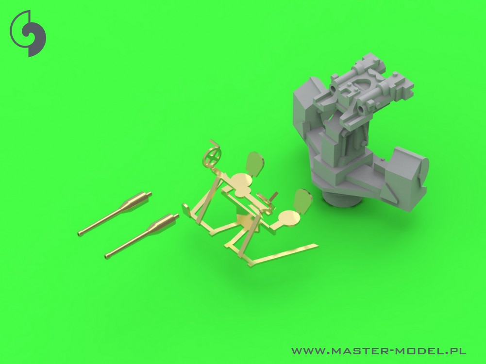 SM-350-103 French Twin Mount 37 мм / 50 (1,46 дюйма) Модель 1933 - (смола, полиэтилен и токарные детали) - (4 шт.)