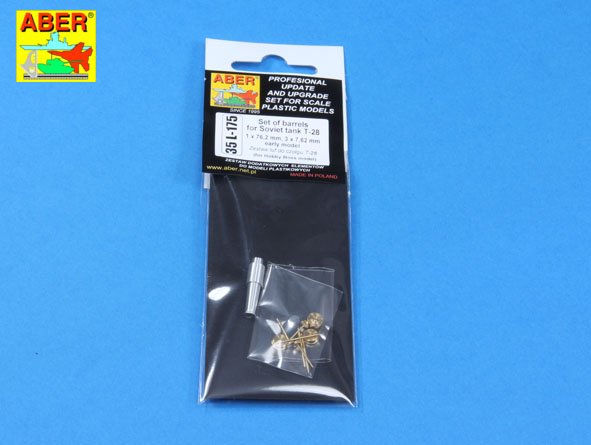 ABR-35-L-175  Дополнения для  Set of barrels for Soviet tank T-28 (early model); 1 x 76,2 mm, 3 x 7,62 mm для Hobby-Boss 1/35