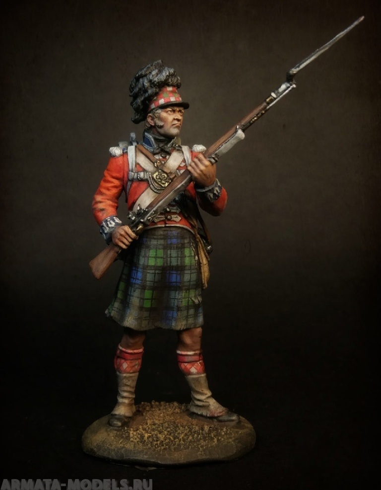 VD-54004(M). Рядовой (№1) 42-го (Королевских Шотландских горцев) пехотного полка quot;Черная Стражаquot;, 1815 г. 54 мм. Материал - белый металл. Chronos Miniatures
