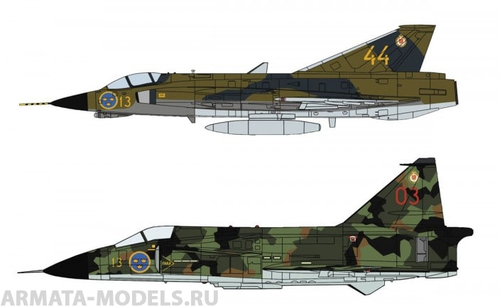 02281 Набор 2 самолета J35J Draken and SH37 Viggen F13 Squadron (Set of 2) (HASEGAWA)  1/72 Hasegawa