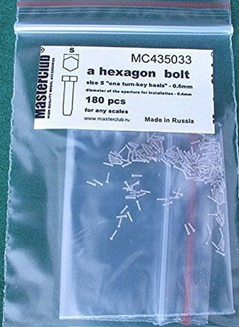 MC435033  головка болта, размер под ключ -0.6mm;  диаметр отверстия для монтажа-0.4mm; 180 шт.