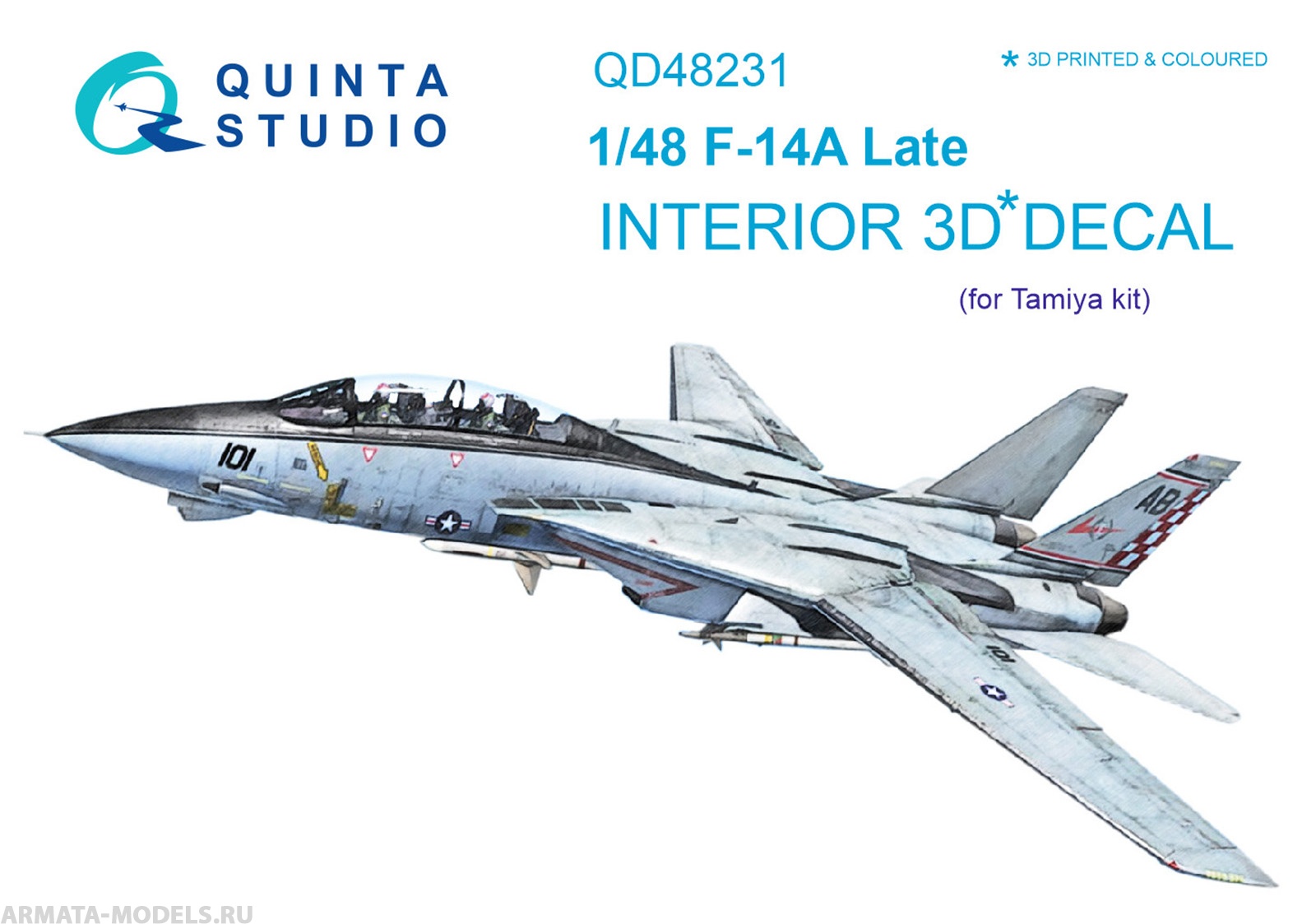 QD48231 3D Декаль интерьера кабины F-14A Late (для модели Tamiya)