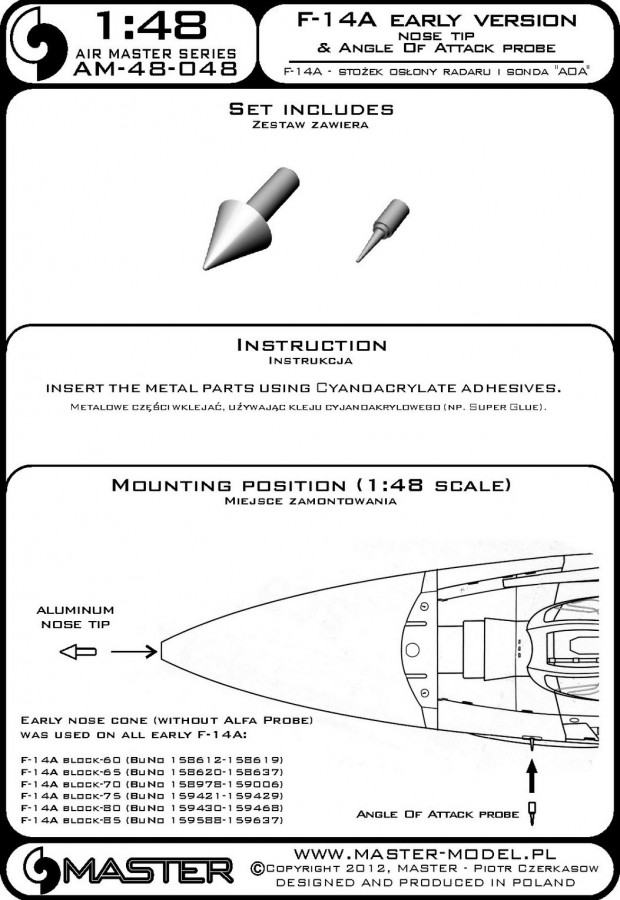 AM-48-048 Носовой обтекатель и датчик угла атаки для самолета F-14A