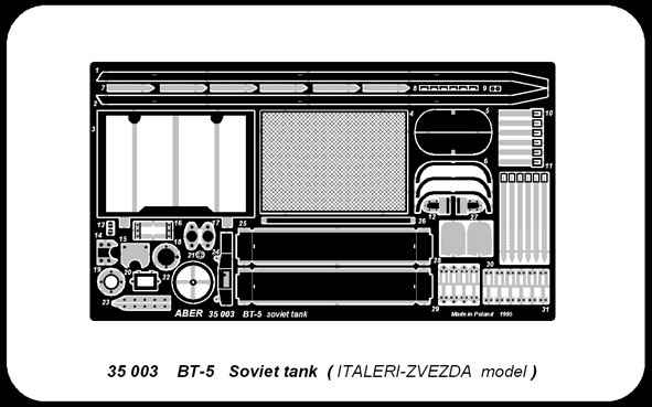ABR-35-003  Дополнения для  BT-5 (Soviet tank) для Italeri 1/35