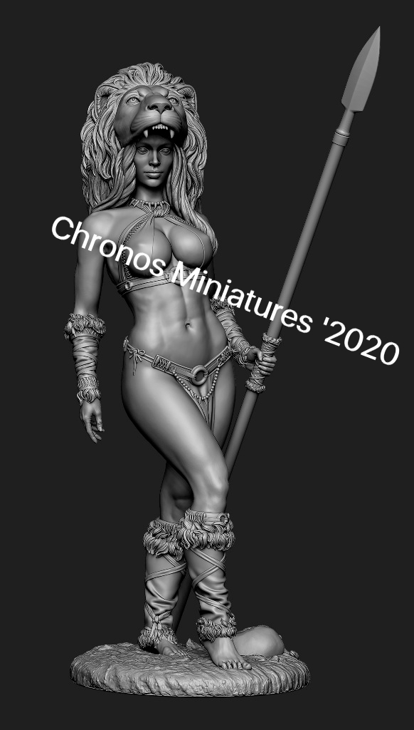 CHM-54224(М). Миры Фэнтези: Дикарка. 54 мм. Материал - белый металл. Chronos Miniatures
