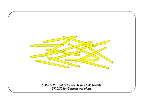 ABR-1:350-L-15  Дополнения для  Set of 16 pcs 37 mm L/83 barrels SK C/30 for German ships для  1/350