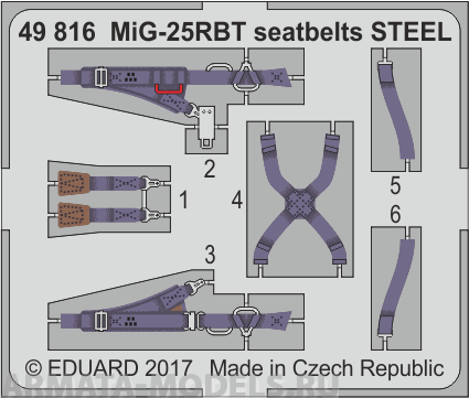 49816 Фототравление для MiG-25RBT seatbelts STEEL для модели ICM