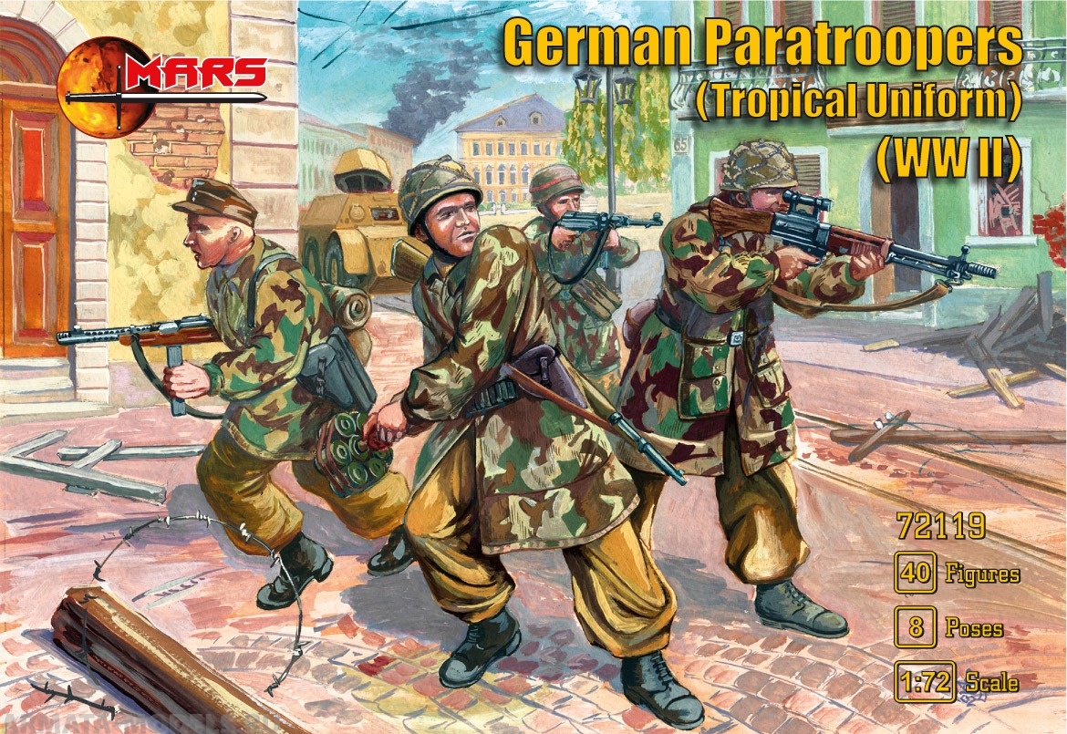 72119MR Набор фигур WWII German Paratroopers (Tropical Uniform) 1/72 Mars, 1/72 Mars