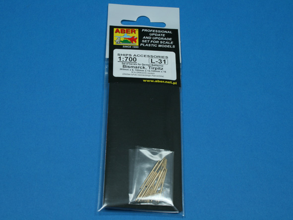 ABR-1:700-L-31  Дополнения для  Set of Barrels for Bismarck class battleships 380mm x 8; 150mm x 12; 105mm x 16  для  1/700