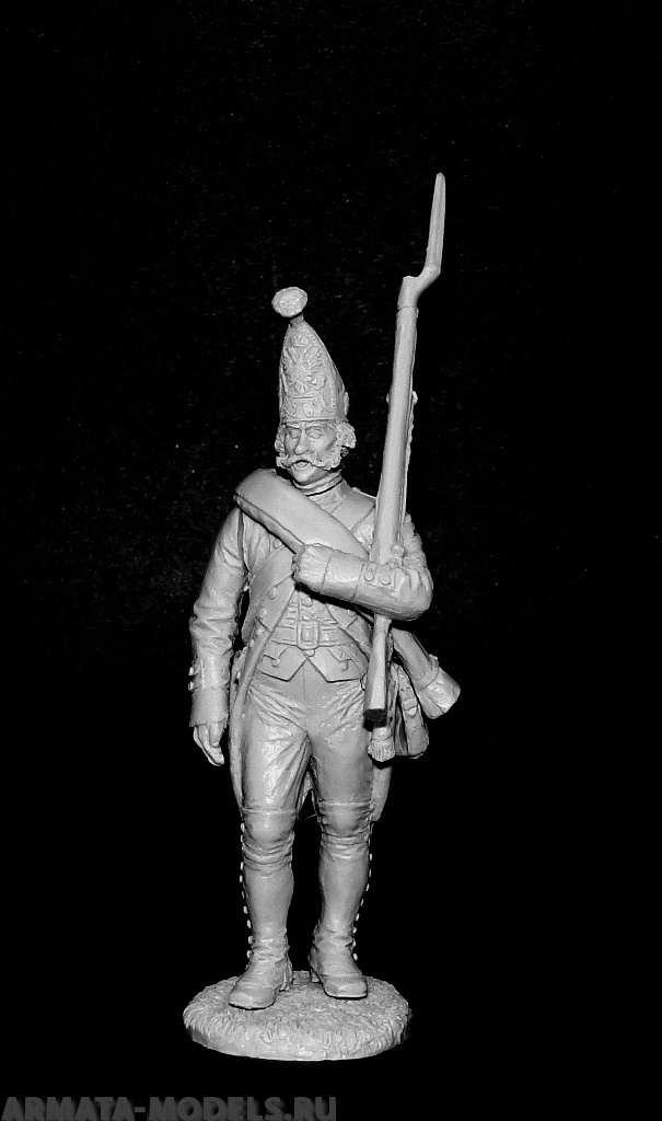 CHM-54203(M). Рядовой гренадерских (или фузелерных) полков и рот, Россия 1799 г. 54 мм. Материал - белый металл. Chronos Miniatures