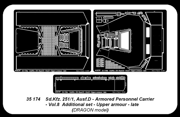 ABR-35 174  Дополнения для  Sd.Kfz.251/1 Ausf.D-vol.8-add.set-Upper armour-late для Dragon 1/35