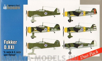 SH 48124 Самолет Fokker D.XXI Duo Pack 3 sarja and 4 sarja over Finland Special Hobby
