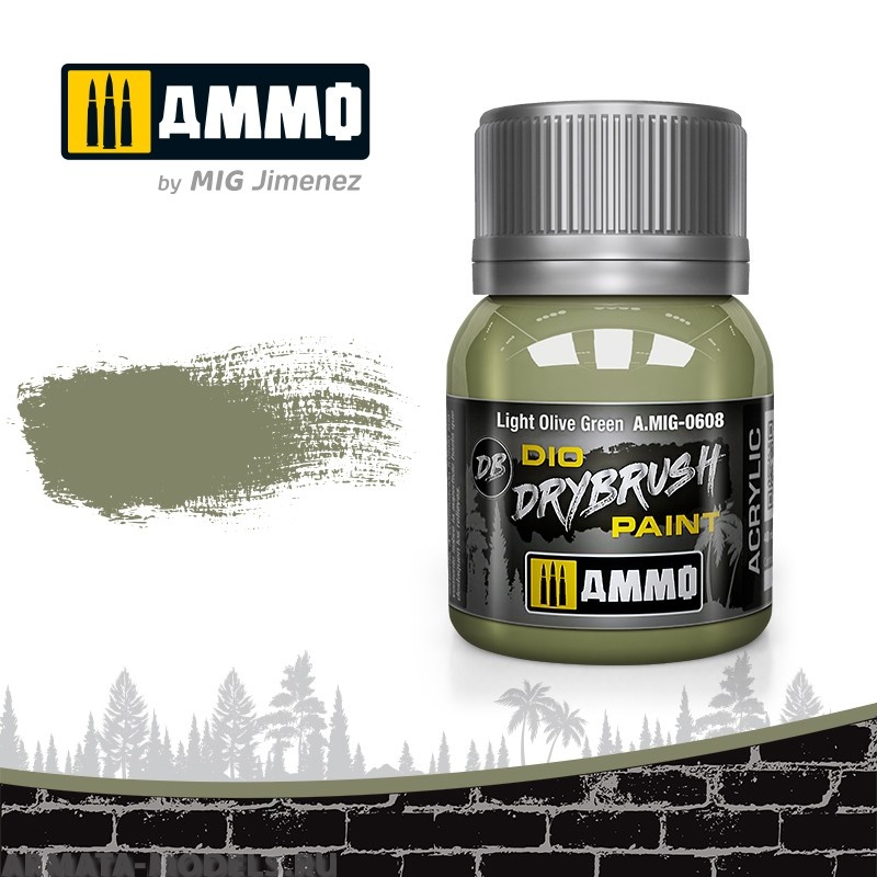 AMIG0608 Ammo Mig Краска акриловая DRYBRUSH  Light Olive Green