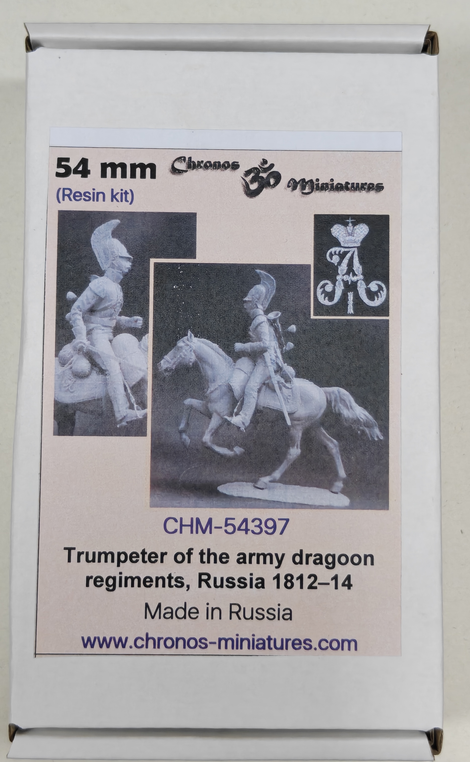CHM-54397. Трубач армейских драгунских полков, Россия 1812-14 гг. 54 мм. Материал - смола. Chronos Miniatures