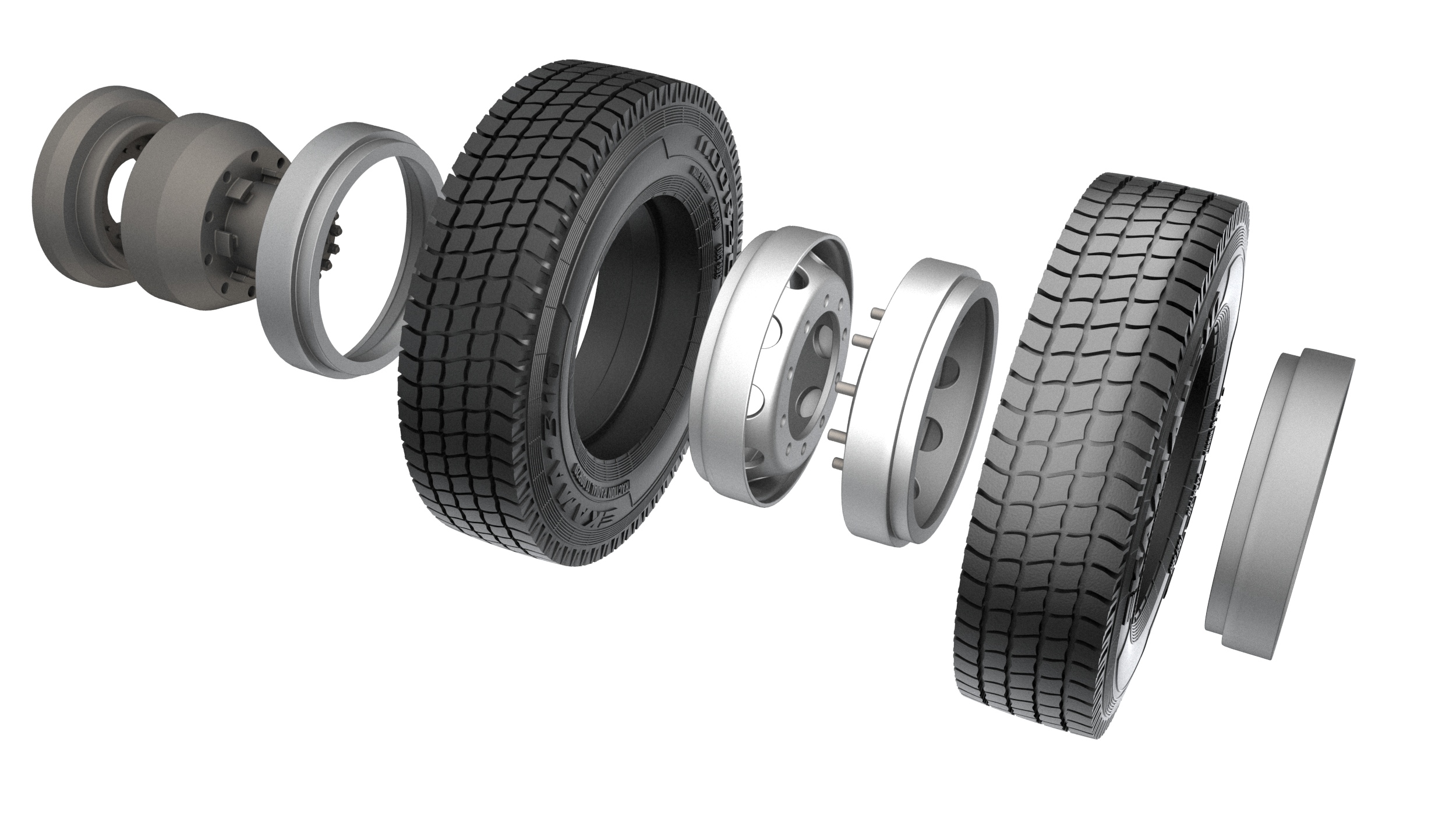 ARM35374 КамАЗ-43253 Набор шоссейных колес без нагрузки КАМА-310(евро) (6 штук+запаска+балка)  