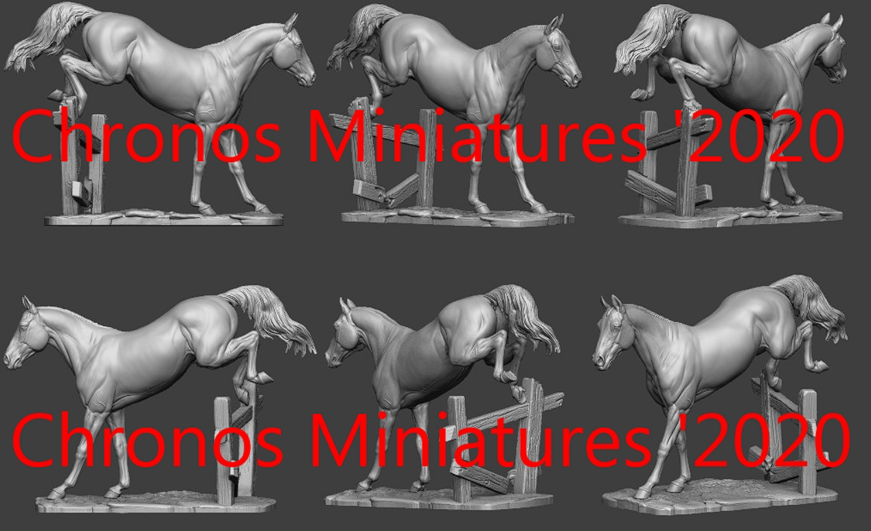 CHM-54201. Животные: Лошадь №15 (с подставкой). 54 мм. Материал - смола. Chronos Miniatures