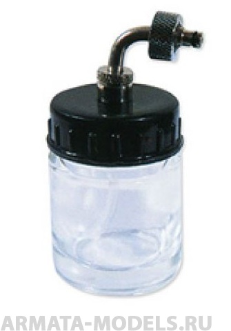 1504 Баночка с крышкой,  22 мл, трубка 90 градусов, гайка,стекло