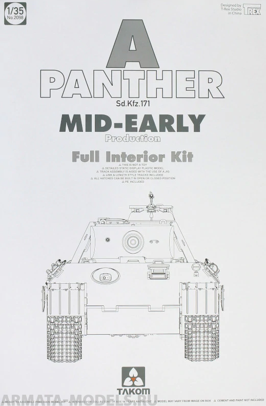 2098T Немеций средний танк WWII German Tank Sd.Kfz.171 Panther A mid-early Takom