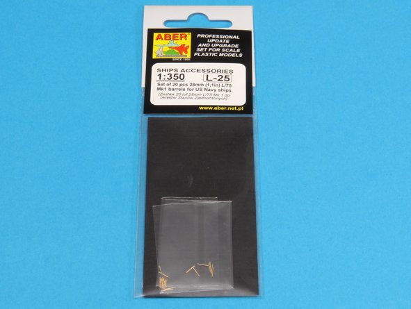 ABR-1:350-L-25  Дополнения для  Set of 20 pcs 28 mm (1,1in) L/75Mk.1 barrels for US Navy ships для  1/350