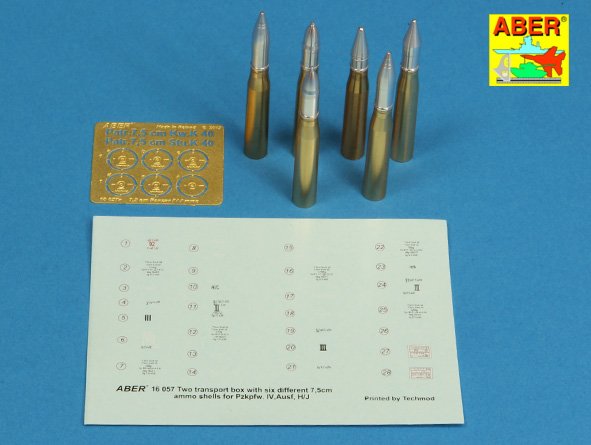 ABR-16-057  Дополнения для  Two transport box with six different 7,5cm ammo for PzKpfw. IV, Ausf, H-J универсальный набор 1/16