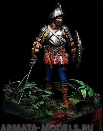 CHM-54003(M). Испанский конкистадор, 1560-1600 гг. 54 мм. Материал - белый металл. Chronos Miniatures