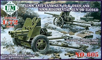 45mm Antitank gun 19-K (1932) and 76mm Regimental gun OB-25 (1943)