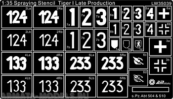 LW35039 spraying stencil Tiger late production of pz.abt 504 and 510