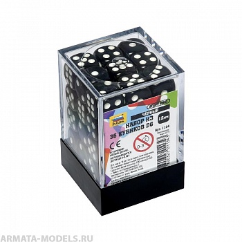 1134 Набор из 36 кубиков D6 (черный)