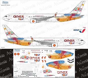 763-016 Декаль для самолета Boeing 767-300 AnexTour (Азур) 1/144