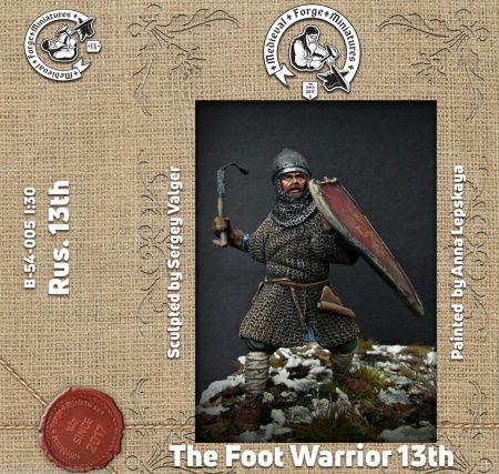 B-54-005 Фигура Пеший ратник. Русь. 13 век 54мм Medieval Forge Miniatures