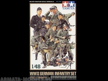 32512 1/48 Немецкие пехотинцы и пулеметчики (10 фигур) и 5 танкистов.
